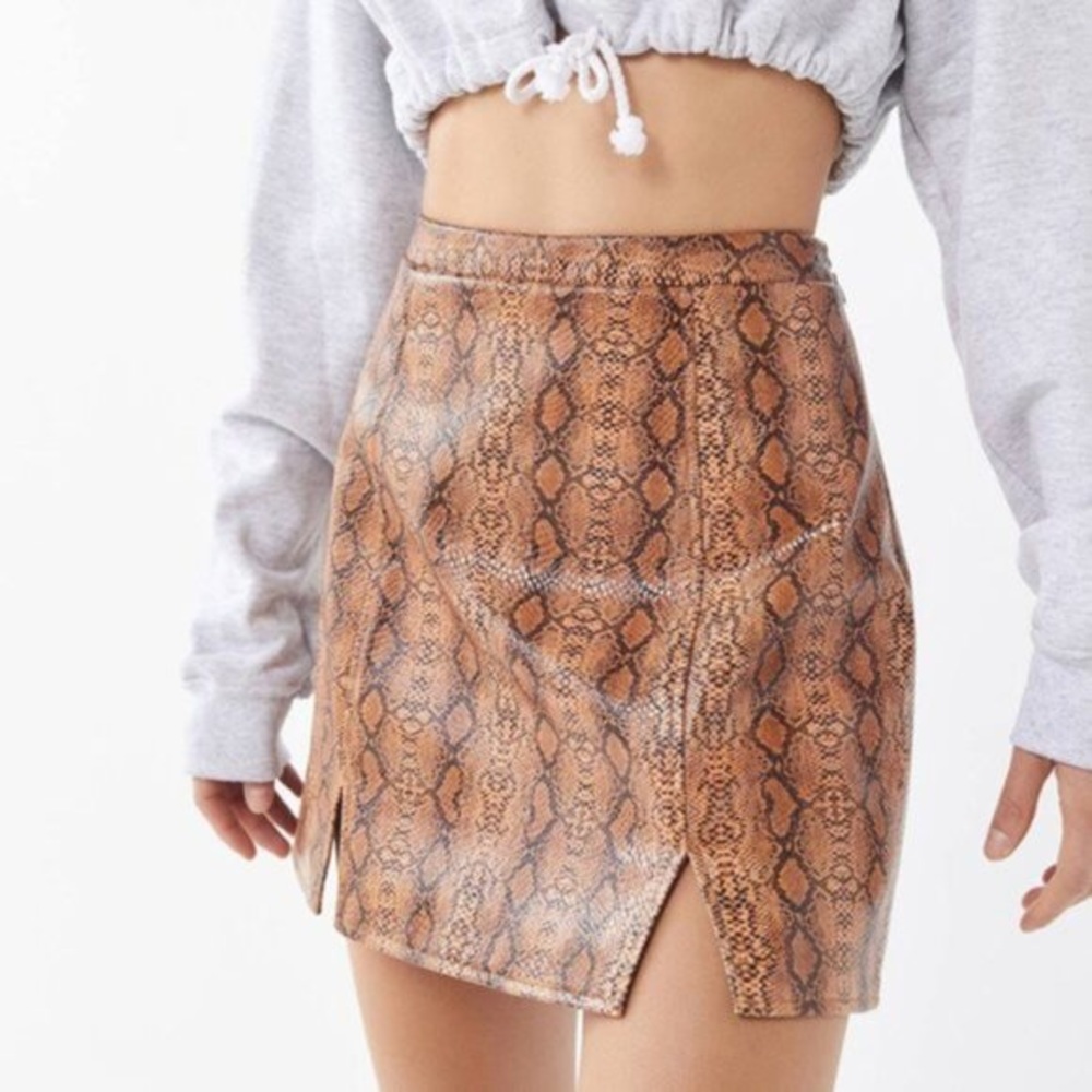 Urban Outfitter Snake Skin Print Faux Leather Mini Skirt